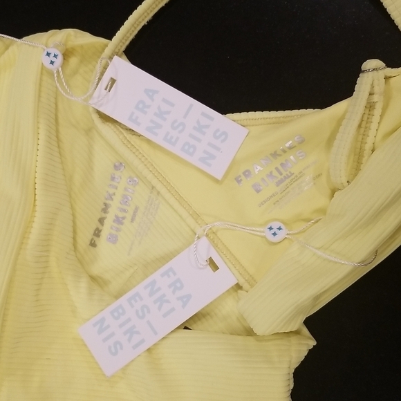 💕FRANKIE'S💕 Gavin Ribbed Bikini ~ Scoop Top (S) + Cheeky Bottom (M) Yellow NWT - Picture 16 of 16